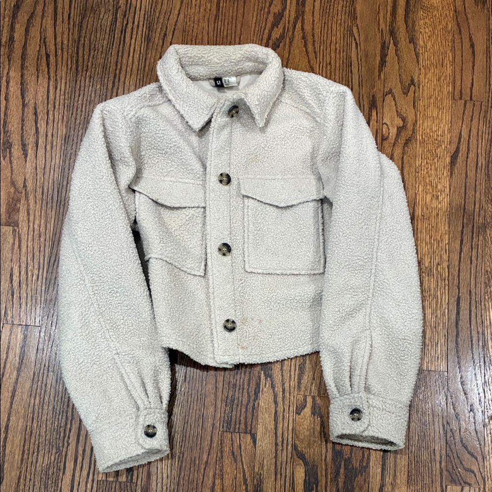 Women's Light Brown Boucle Cropped Jacket